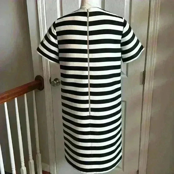 Kate Spade New York Black and Cream Midi Cotton/Silk Zippered Back Womens Size 8 - Picture 5 of 16